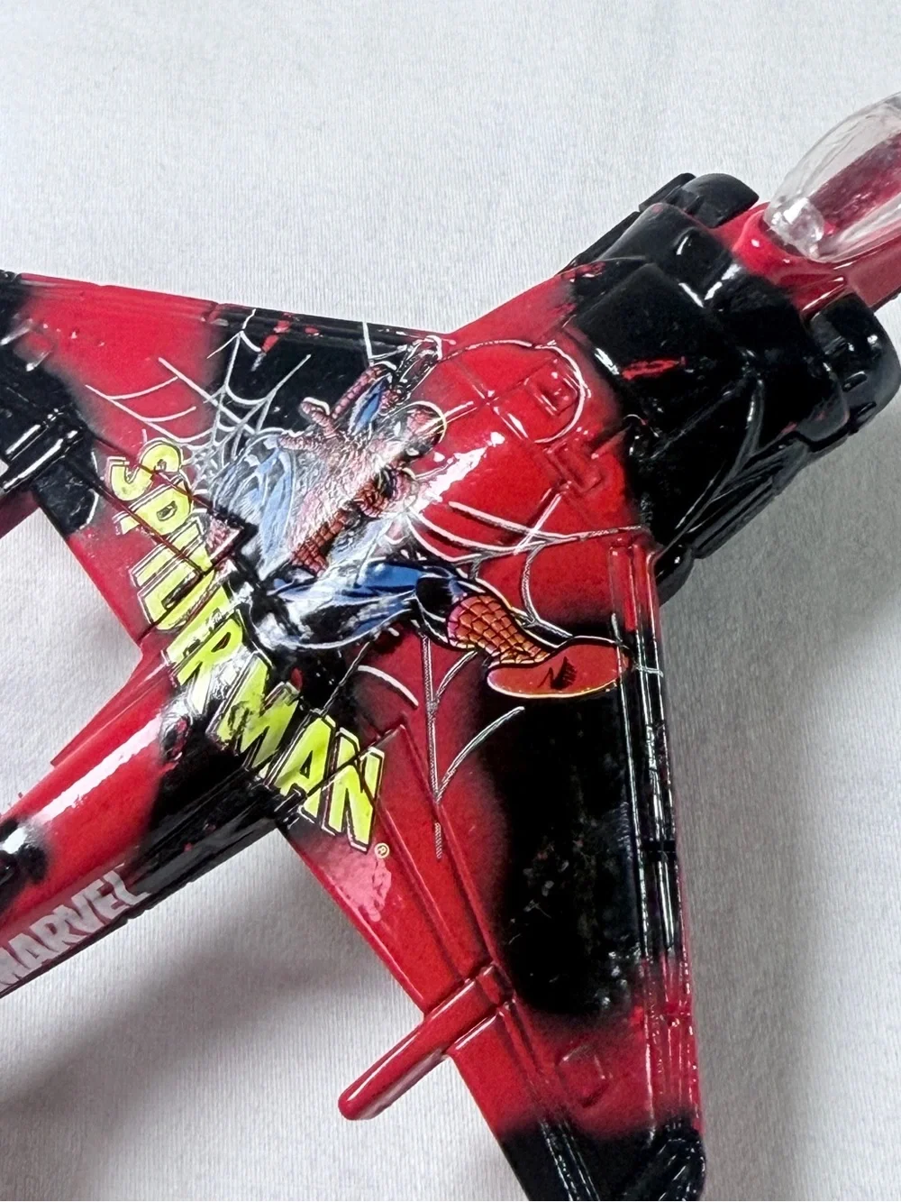 Marvel Spider-Man Diecast Toy Jet Airplane Red/Black Vintage 2004